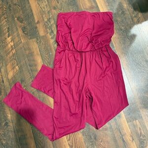 Susana Monaco Red Strapless Jumpsuit NWOT